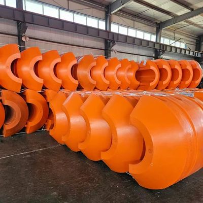 Ανθεκτικός σε αντίκτυπο πλωτής σωλήνα HDPE σε κίτρινο/πορτοκαλί με περιστροφική παραγωγή χύτευσης
